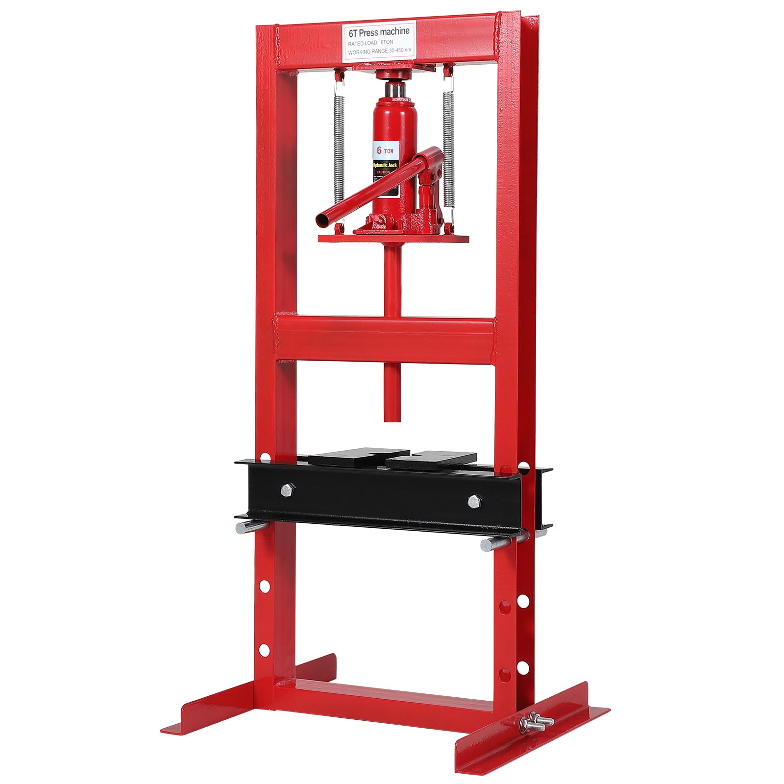 Photo 1 of ***SEE NOTES***
6 Ton Hydraulic Shop Press, H-Frame, 4-Hold Adjustable Height, with Movable Plates and Dust Cover, for Garage or Professional Users, Red