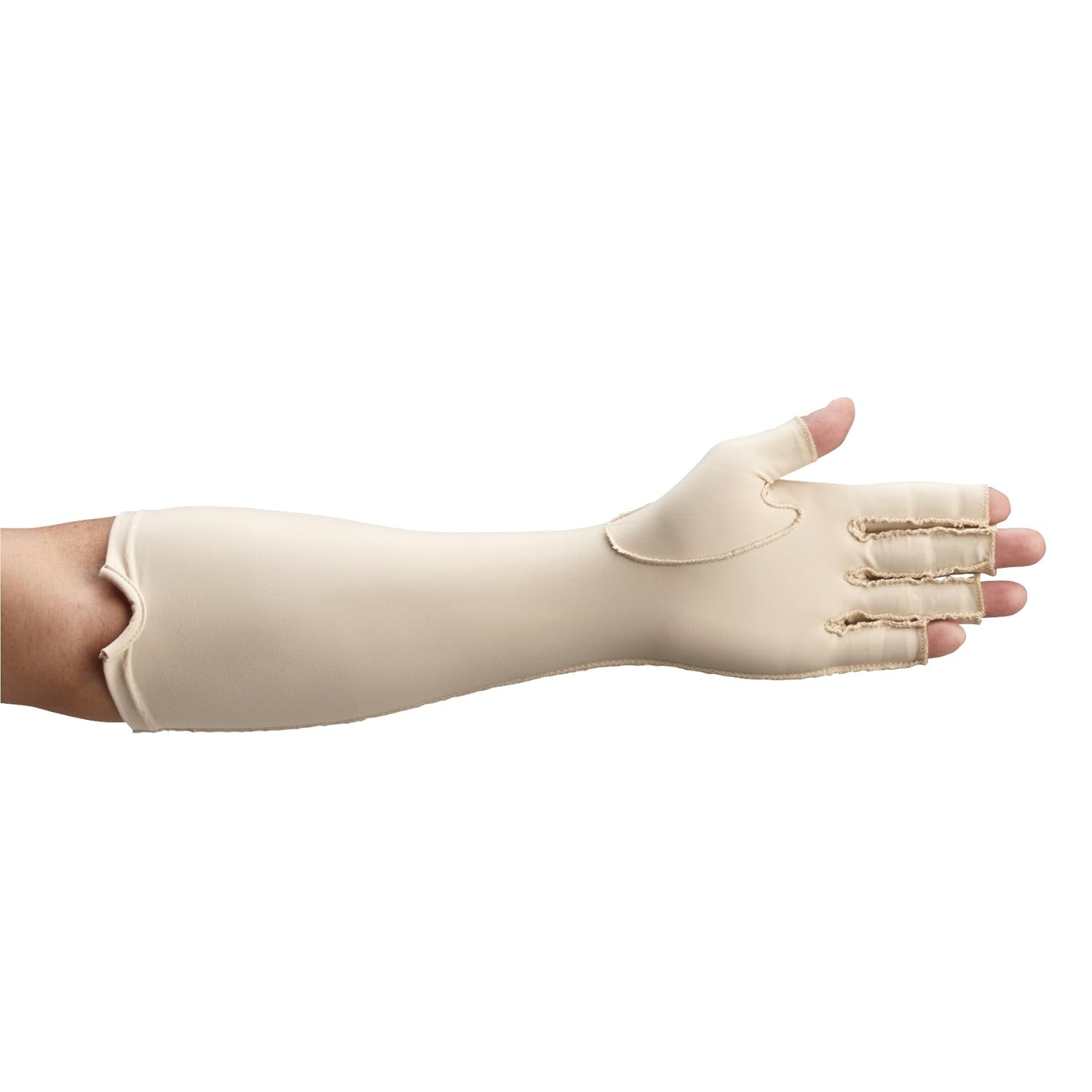 Rolyan Forearm Length Left Compression Glove, Open Finger Compression Sleeve to Control Edema