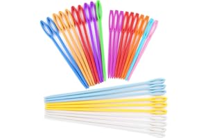 LOKUNN 30 PCS Large Eye Plastic Needles, 2.7Inch/3.5Inch/5.9Inch Plastic Weaving Needles, Yarn Needles, Learning Needles, Safety Lacing Needles for DIY Sewing Handmade Crafts