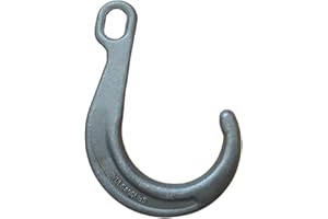 1pc 8" 5400lbs J-Hook Point Ring Eye Hook Wide Mouth Long Hook Large Opening Hook Forged Alloy Steel Hoist Crane Winch Part(1