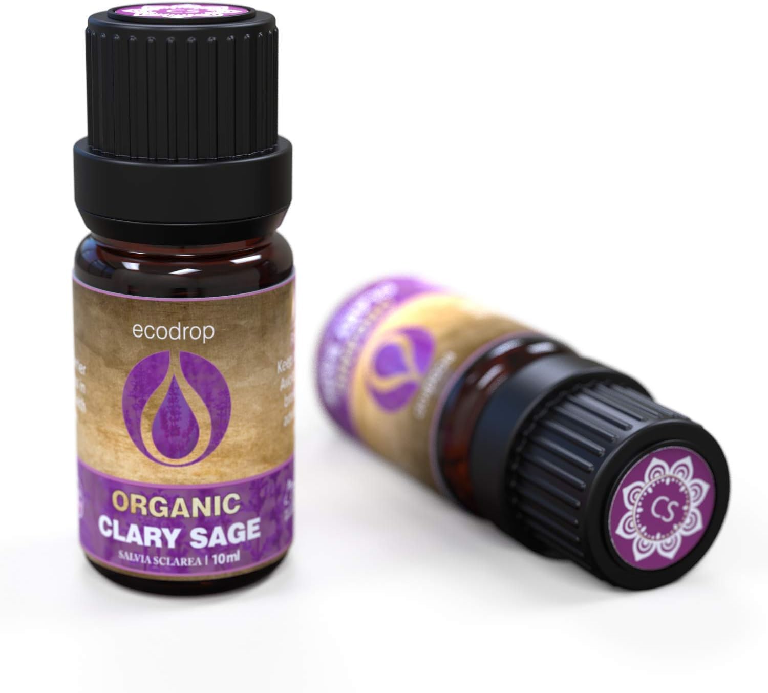 Clary Sage Essential Oil, Cosmos Certified Organic, 100% Pure, Best Therapeutic Grade for Aromatherapy, 10ml, Free E-Book Included, (Salvia Sclarea)