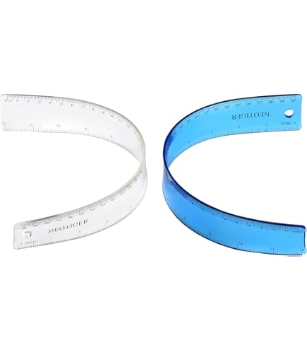 2 Pack Flexible Rulers 12 Inch - Bendable Plastic Shatterproof Measuring Tools For School & Office