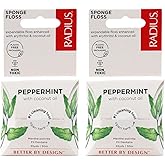RADIUS Peppermint Dental Floss 55 Yards Vegan and Non-Toxic Oral Care Boost Total Tooth & Gum Protection Clear - Pack of 2