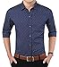 YTD Mens 100% Cotton Casual Slim Fit Long Sleeve Button Down Printed Dress Shirts US M Navy Blue