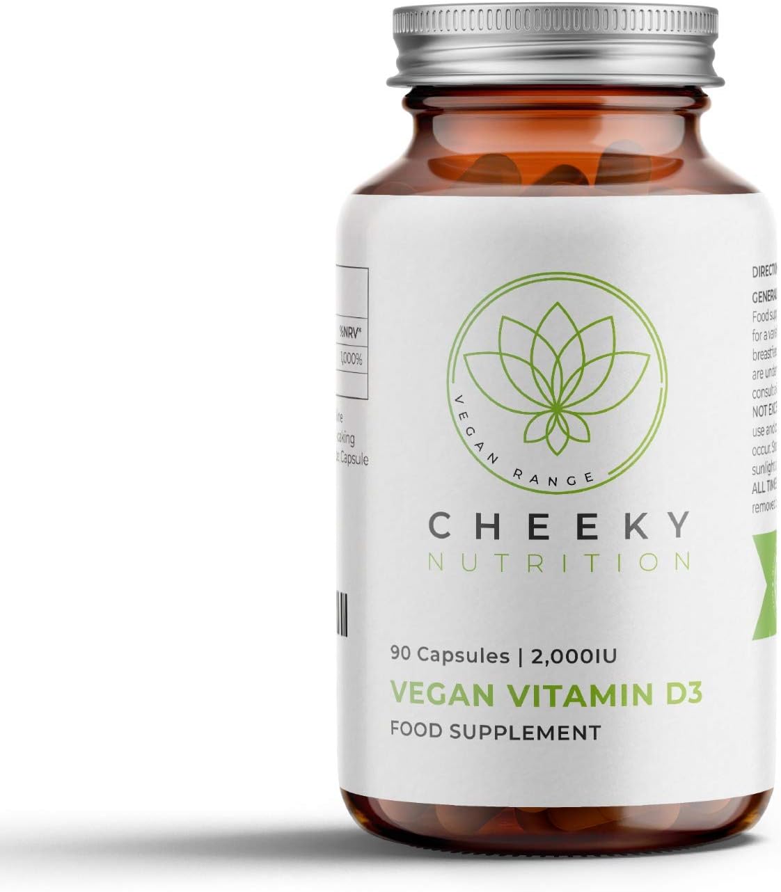 Vegan Vitamin D3 Supplement, Cholecalciferol Vitamin D3 Capsules, Made in The UK by Cheeky Nutrition.
