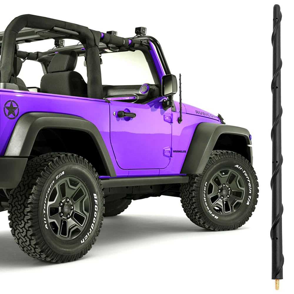 Photo 1 of BASIKER 16 Inch Antenna for Jeep Wrangler Gladiator JK JT Rubicon Sahara Unlimited Sport 4xe Willys Mojave 2007-2025, Jeep Wrangler Antenna Replacement, Upgrade Car AM FM Jeep Accessories