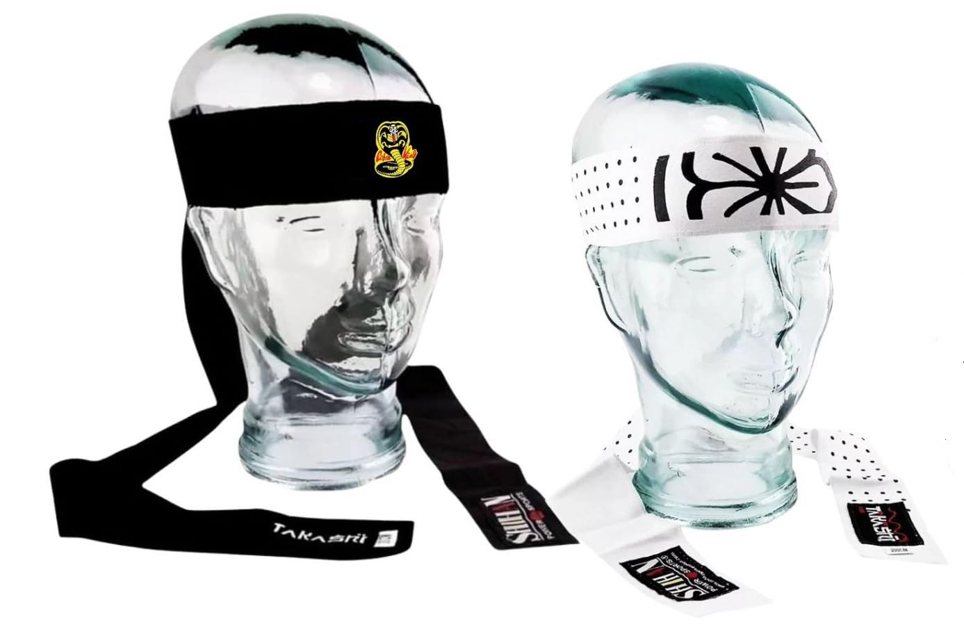 SHIHAN POWER SPORTS 2 Pack Headband set GOLD COBRA KING & MR MIYAGI OKINAWAN FLOWER 200cm Hachimaki Japanese Headband - Fancy Dress Party Halloween Film Movie