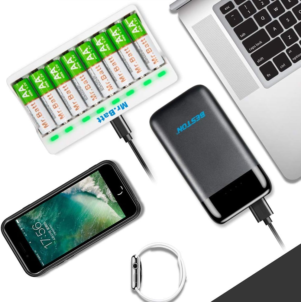 AA Rechargeable Batteries, Mr.Batt 8 Pack 1600mAh NiMH AA Batteries and Smart AA AAA Battery Charger: Home Audio & Theater