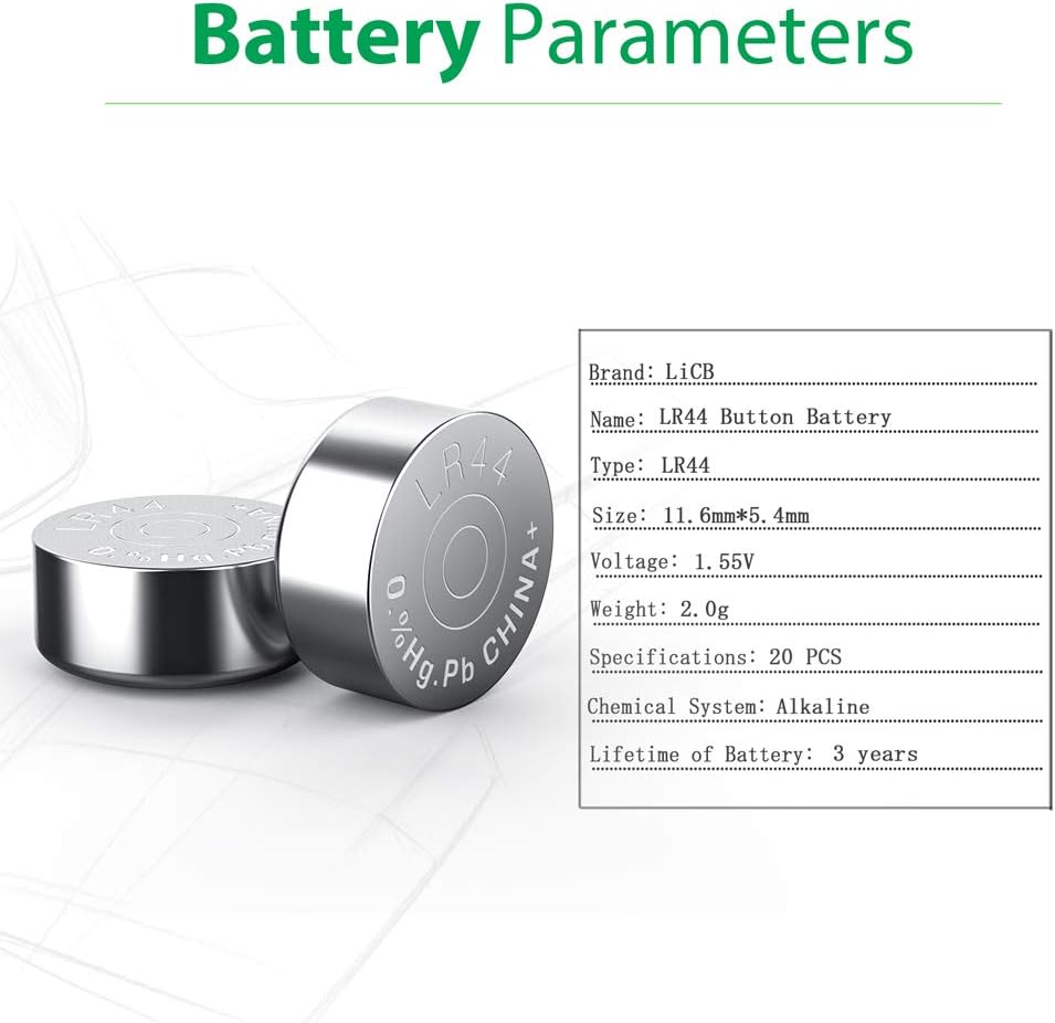 LiCB 20 PCS LR44 AG13 357 303 SR44 A76 Battery 1.5V Button Coin Cell Batteries for Small Electronics, 10 Count (Pack of 2) - Image 3