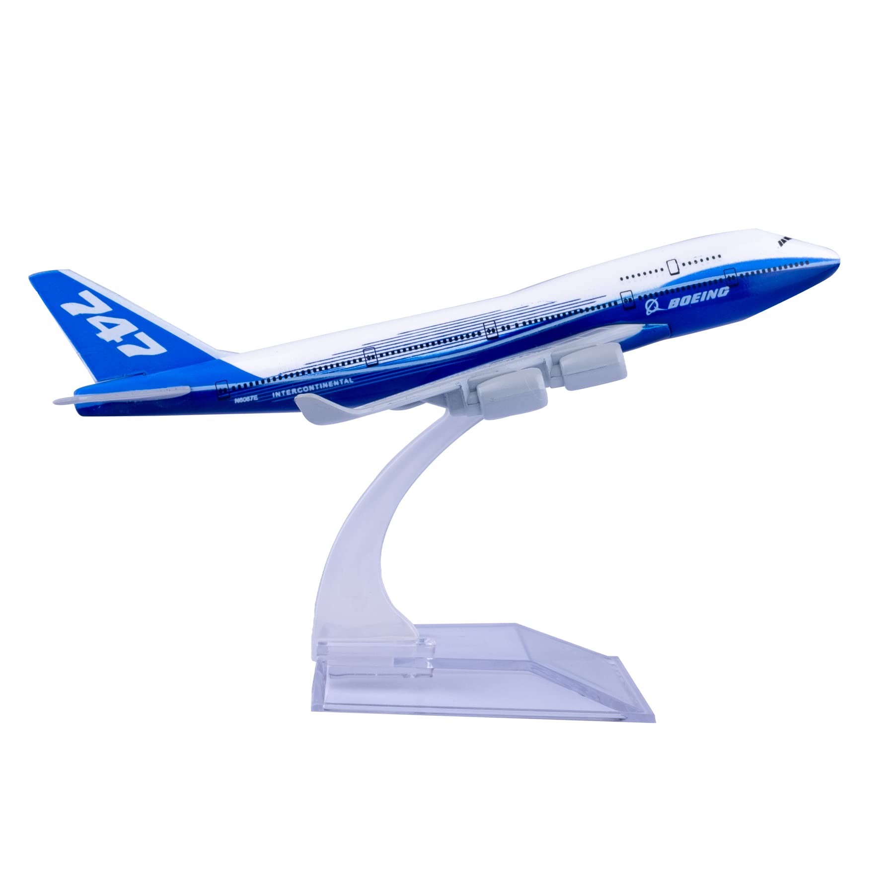 Bswath Diecast Airplanes 1:400 Scale Model Plane B747 Model Airplane Metal Alloy Model for Decoration and Gift (blue)