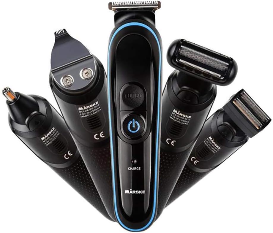 MARSKE Professional Electric Hair Clipper Multi-Function a Haircut Rechargeable Beard Nose Hair Trimmer Hair Machine,Black
