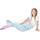 Rediar Mermaid Tail Blanket for Girls Soft Flannel Sleeping Snuggle Kids Wearable Blanket Birthday Gift (55" X 20")