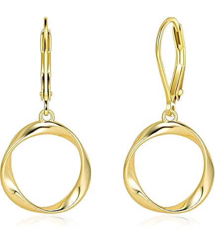 Solid 925 Sterling Silver Polished Fancy Eternity Circle Dangle Fish Hook Closure Earrings (61mm x 30mm): Clothing, Shoes & Jewelry