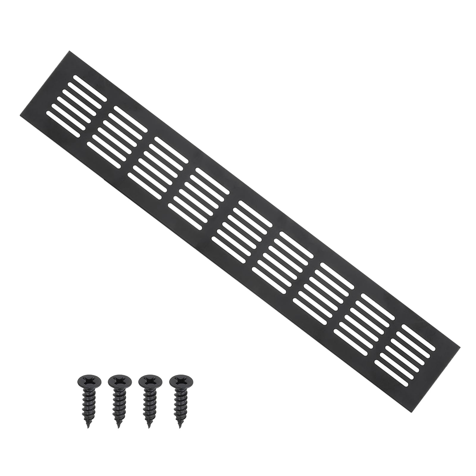 PATIKIL 16 x 2.4 Inch Door Air Vent Cover, Aluminum Grille Ventilation Cover Louvered with Mounting Screws for Cabinet Wardrobe Door, Black