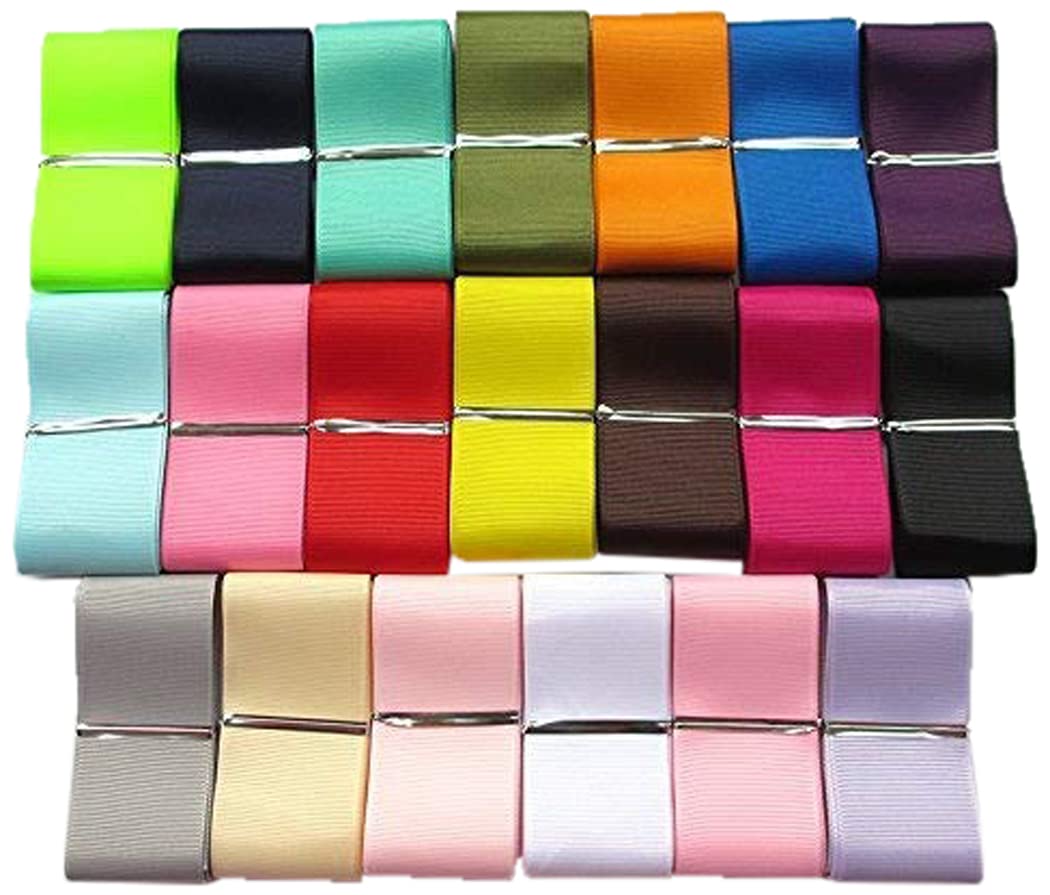 Chenkou Craft Assorted of 20 Yards Grosgrain Ribbon Total 20 Colors Mix Lots Bulk (1 1/2"(38mm))