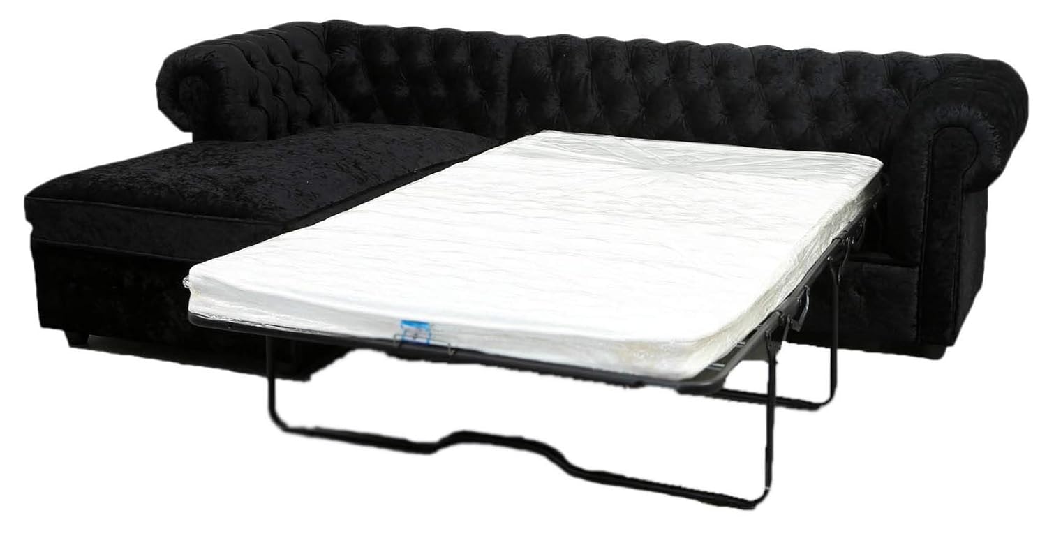 Chesterfield L Shaped Corner Sofa Bed Settee Pu Leather Crushed