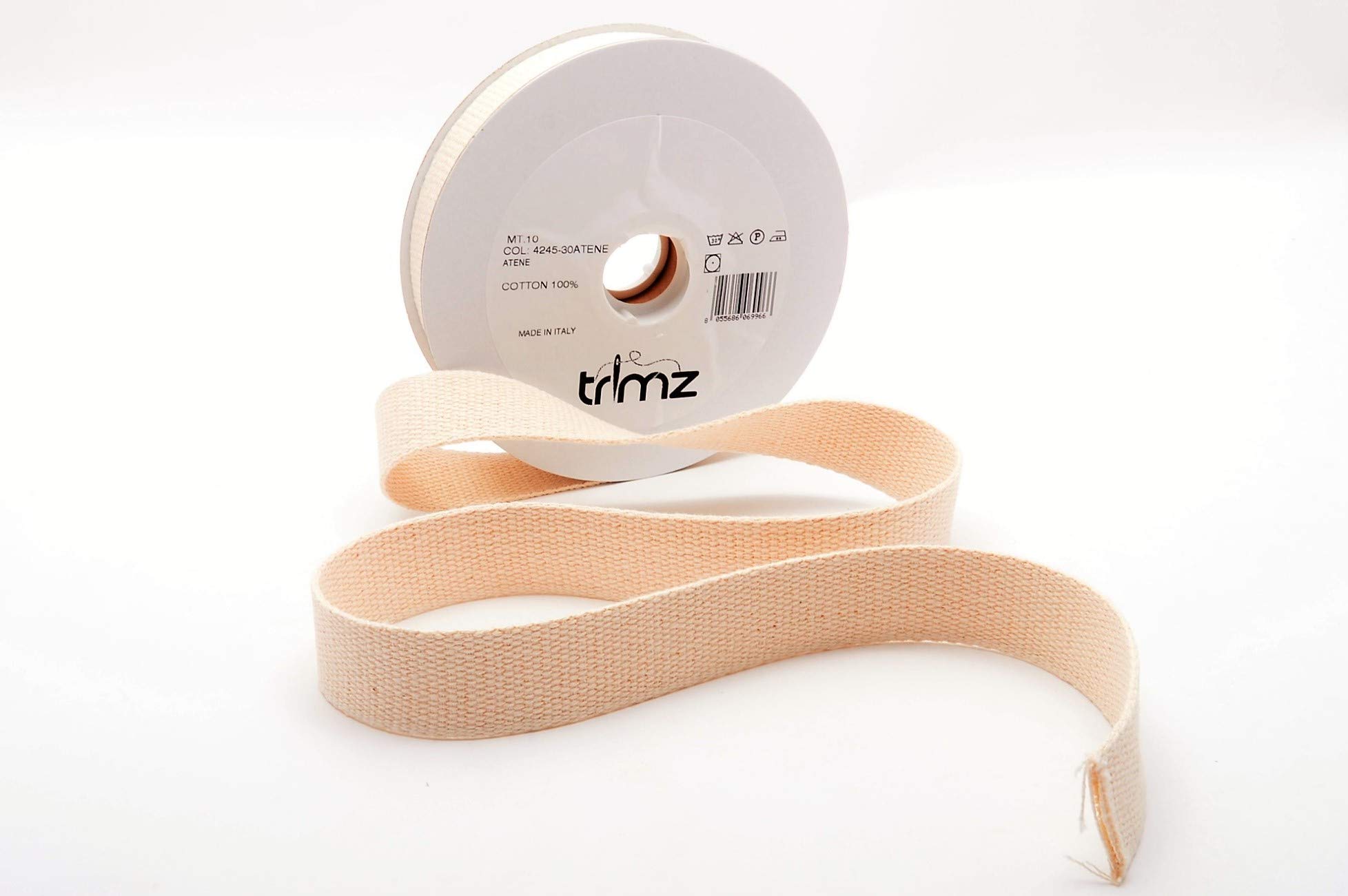 Inastri Trimz Heavy Weight 100% Cotton Webbing Tape | 30mm x 10m | Natural Ecru | Heavy Duty Strap for Tote Bags, Belts, Upholstery & Crafts