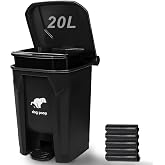Dog Poop Trash Can Outside - 20L/5Gal Large Outdoor Trash Can with Lid | Outdoor Dog Poop Trash Can with 100 Bags, Pedal and Removable Inner Bin, Odor Control, Suitable for All Types of Dogs, Black