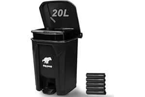 Uppcasir Dog Poop Trash Can Outside, 20L/5Gallon Pedal and Removable Inner Waste Bin, Outdoor Dog Poop Trash Can with 100 Bags, Pet Waste Container for Garden, Black