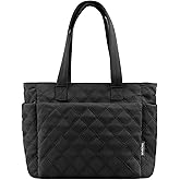TRIOBASE Tote Bag for Women,Lightweight Quilted Handbag with Compartments,Puffer Shoulder Bag with Zipper for Work,Travel,Gym