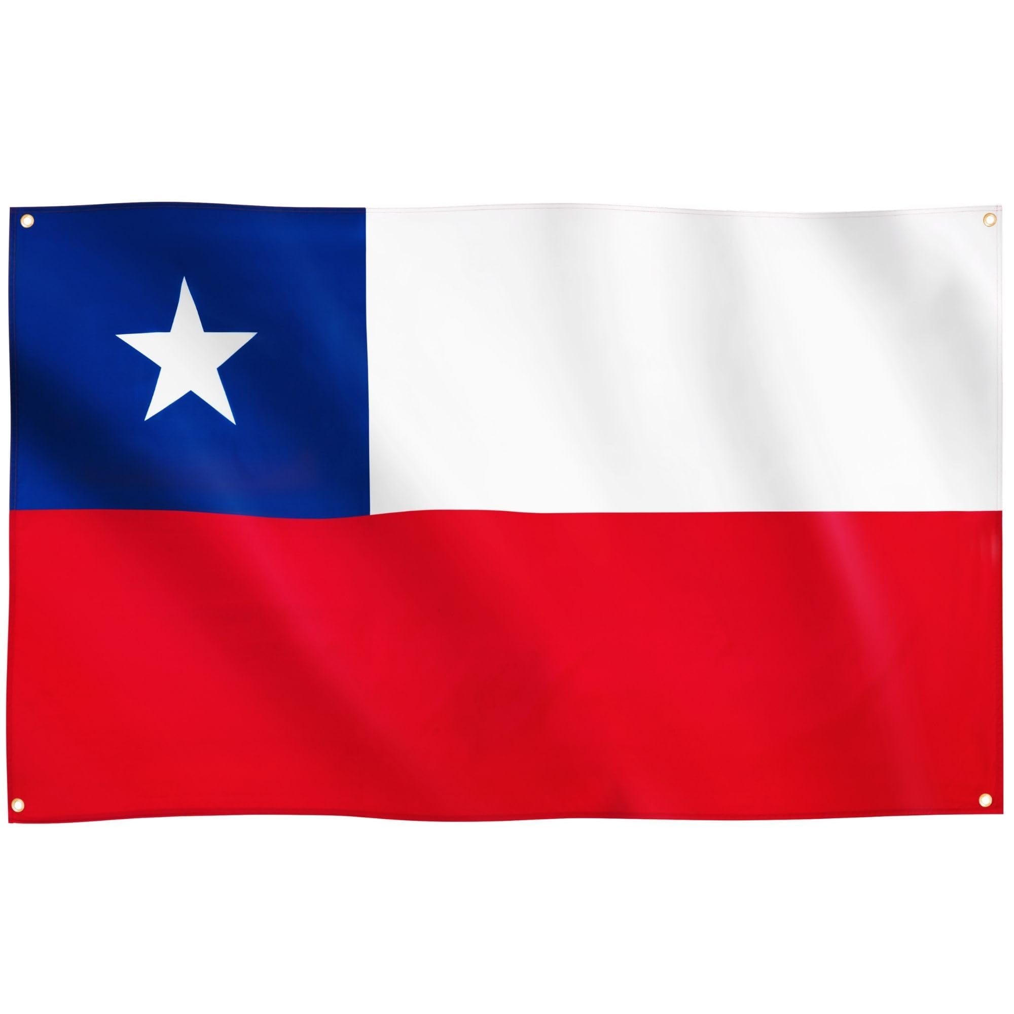 Runesol Chile Flag, 91x152cm, 3ft x 5ft, 4 Grommets, Eyelet In Every Corner, Chilean Flag, La Estrella Solitaria. The Lone Star, Premium Flags, Inside, Outside, Banner, Navy Day, Vivid Colours — image 1