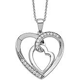 JewelryWeb 925 Sterling Silver Polished Spring-Ring Cubic Zirconia My Love Heart To Yours 18inch Necklace Pendant Necklace for Women