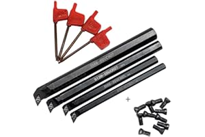 LAHDYFHOE GBJ DCMT2(1.5)1 DCMT070204 + 4pcs S08K/S10K/S12M/S16N- SDUCR07 95° Internal Turning Boring Bars Carbide Turning Inserts with 10pcs Screws M2.5 for Machining Steel Parts and Stainless Steel