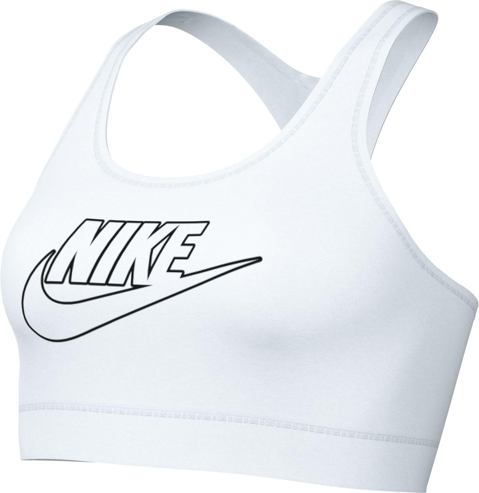 NIKE Women's Bra W Nk Swsh Med SPT Futura Bra, White/Black/White, FB4080-100, M