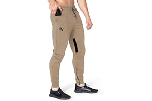 BROKIG Men Stripe Gym Joggers Pants, Causal Slim fit Tapered Workout Training Sweatpants with Zipper Pocket