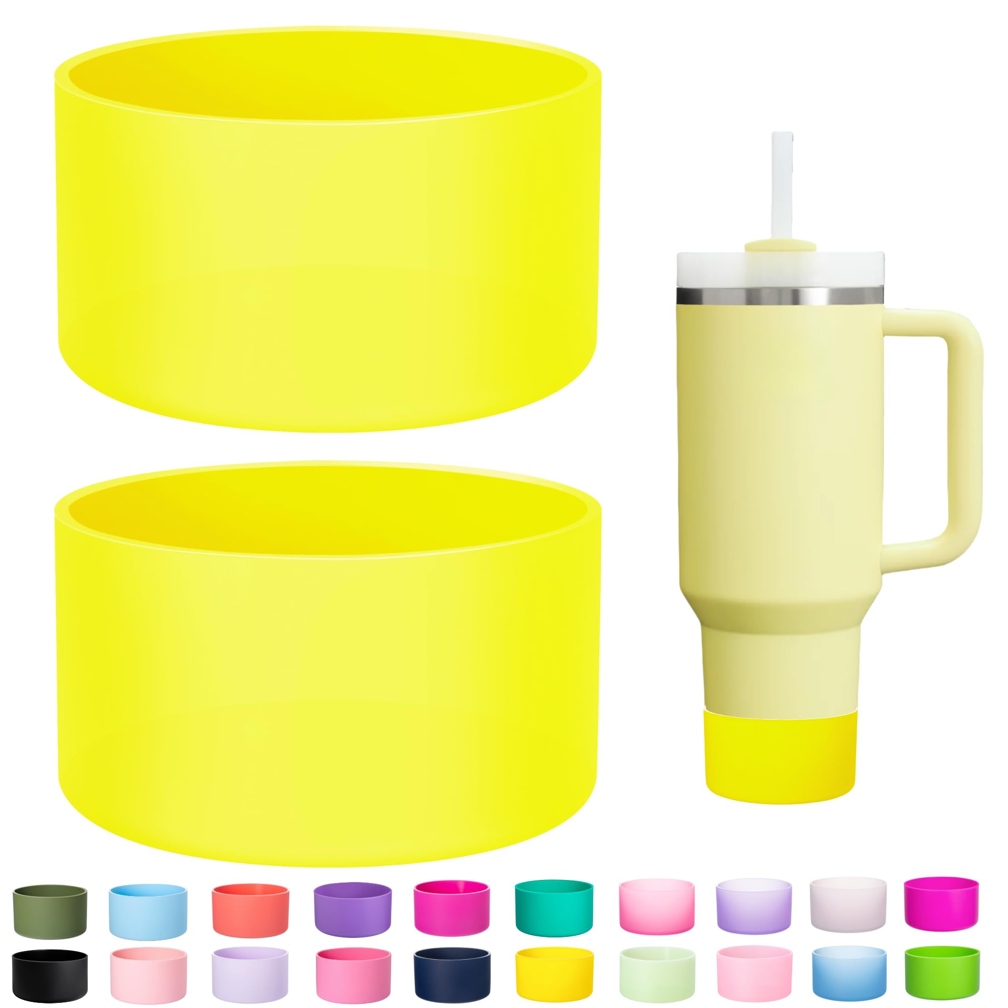 Photo 1 of LONPARRY Adult Tumbler Silicone Boot 2-Pack - Non-Slip, BPA-Free, Clear Yellow