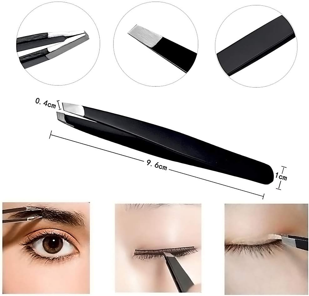 Eyebrow Shaping Kit 4" Curved Stainless Steel Eyebrow Scissors, Slant Tweezers, Eyebrow Razor, Eyebrow Scissors And Double Eyebrow Brush for Women: Home Improvement