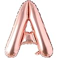 32 Inch Rose Gold Letter Balloons - Foil Mylar Alphabet Balloons For Parties & Events