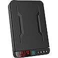 Z ZLJUAN Portable Gun Pistol Safe with LCD Display of Temp,Humidity,Biometric Fingerprint,Keypad Lock,Key,Biometric Handgun Safe for Travel/Home/Car/Nightstand Beside (Black)