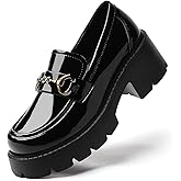 QHH Platform Loafers for Women Comfort Womens Loafers Chunky Heel Penny Loafer Heels Business Casual Comfortable Dressy Slip Ons Work Office Women's Shoes