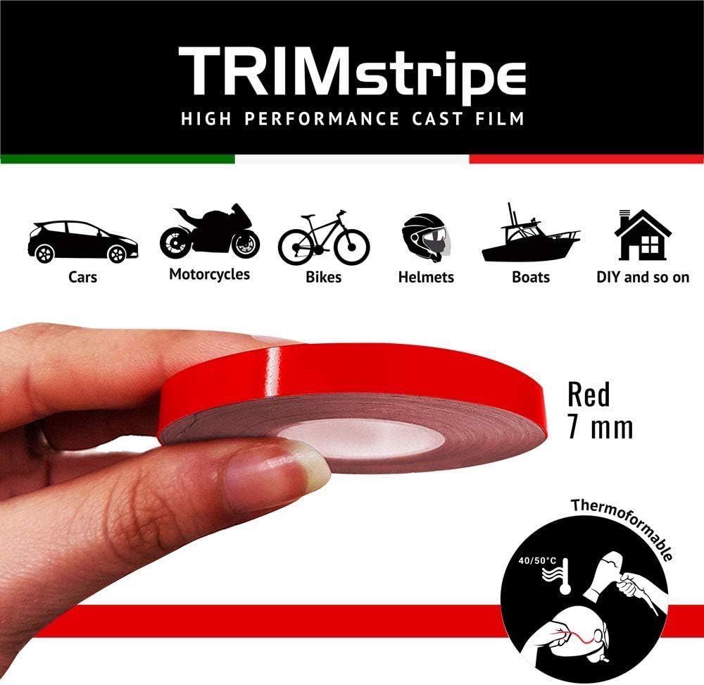 4R Quattroerre.it 10481 Trim Stripes3 Adhesive Strips for Cars Red, 7 mm x 10 mt - Image 3