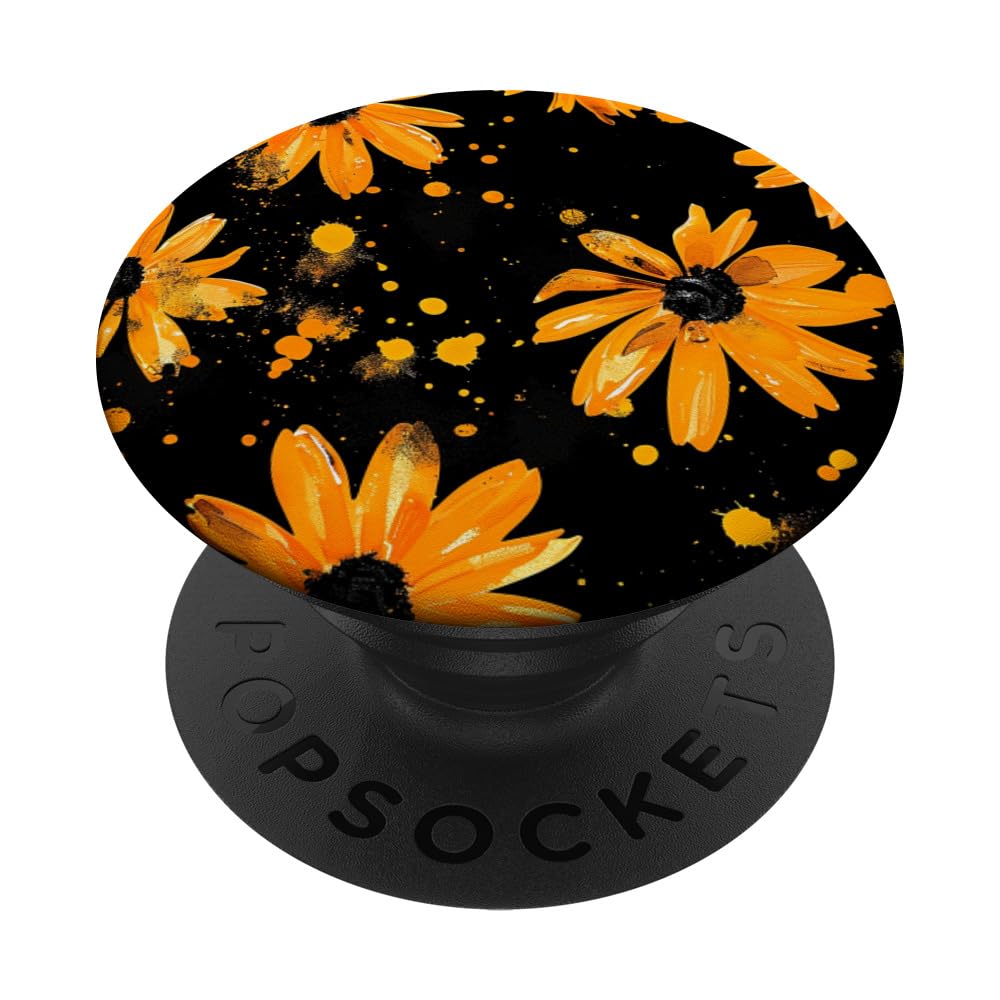 Black Eyed Susan Abstract Pastel Apricot Color Splash PopSockets Swappable PopGrip