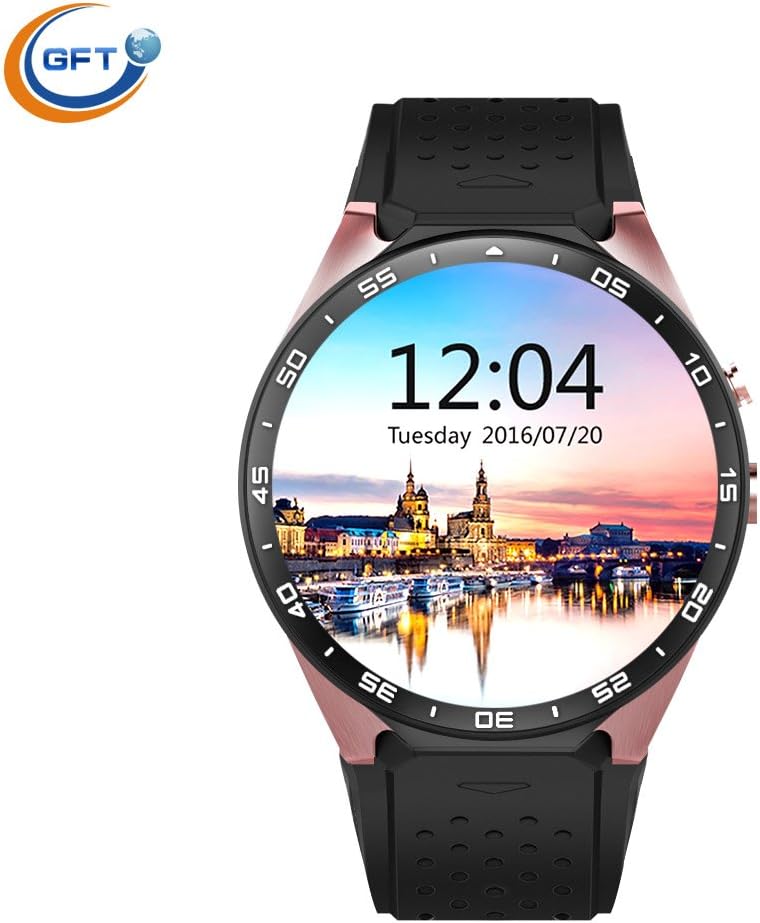 GFT KW88 Smart Watch 1.39'' with SIM Card Outdoor Sports Wrsitwatch, Support WiFi Bluetooth Cellphone 2.0M Camera for All Android and iOS 3G Smartphones(Gold)