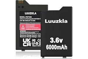 Luuzkla 2PCS 6000mAh PSP 1000 Battery, (2024 New Upgrade) Replacement for Sony PSP 1000 PSP-110 PSP-280 Console-0 Cycle-24 Months Service