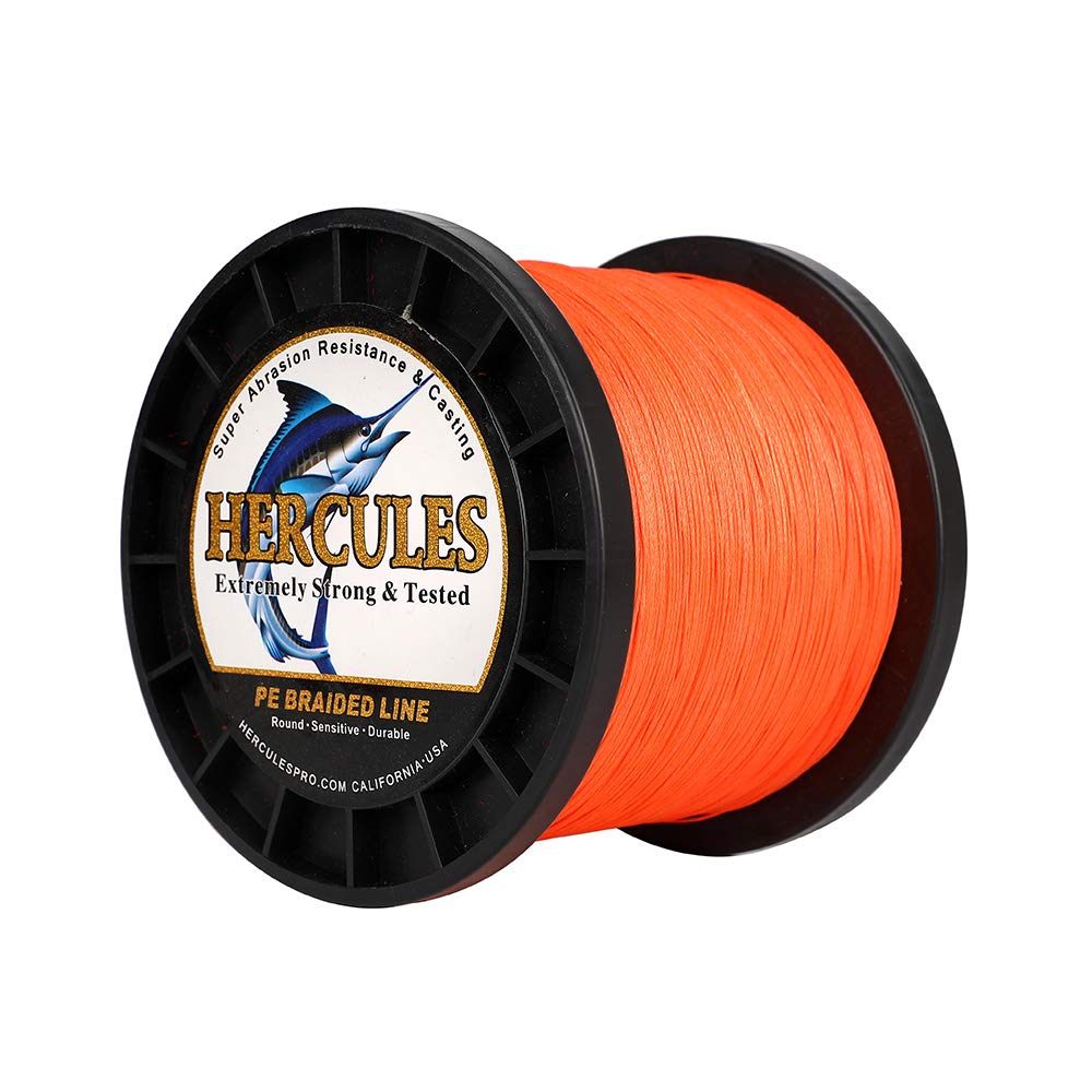 Hercules Super Cast 1000M 1094 Yards Braided Fishing Line 150 LB Test for Saltwater Freshwater PE Braid Fish Lines Superline 8 Strands - Orange, 150LB (68KG), 0.62MM — image 1
