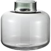 PORPAN Short Glass Vase, Black Glass Vase, Short Flower Vase, Round Glass Vase, Small Vase for Flowers, 6 Inch Modern Vases for Living Room, Dining Table, Wedding, Bookshelf, Office Decor