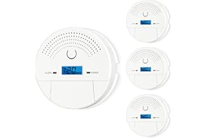 DUFULS 4-Pack, 2-in-1 Smoke and Carbon Monoxide Detector Combo, Battery Operated CO & Smoke Fire Alarm Carbon Monoxide Detectors with LCD Display for Home, Easy to Install