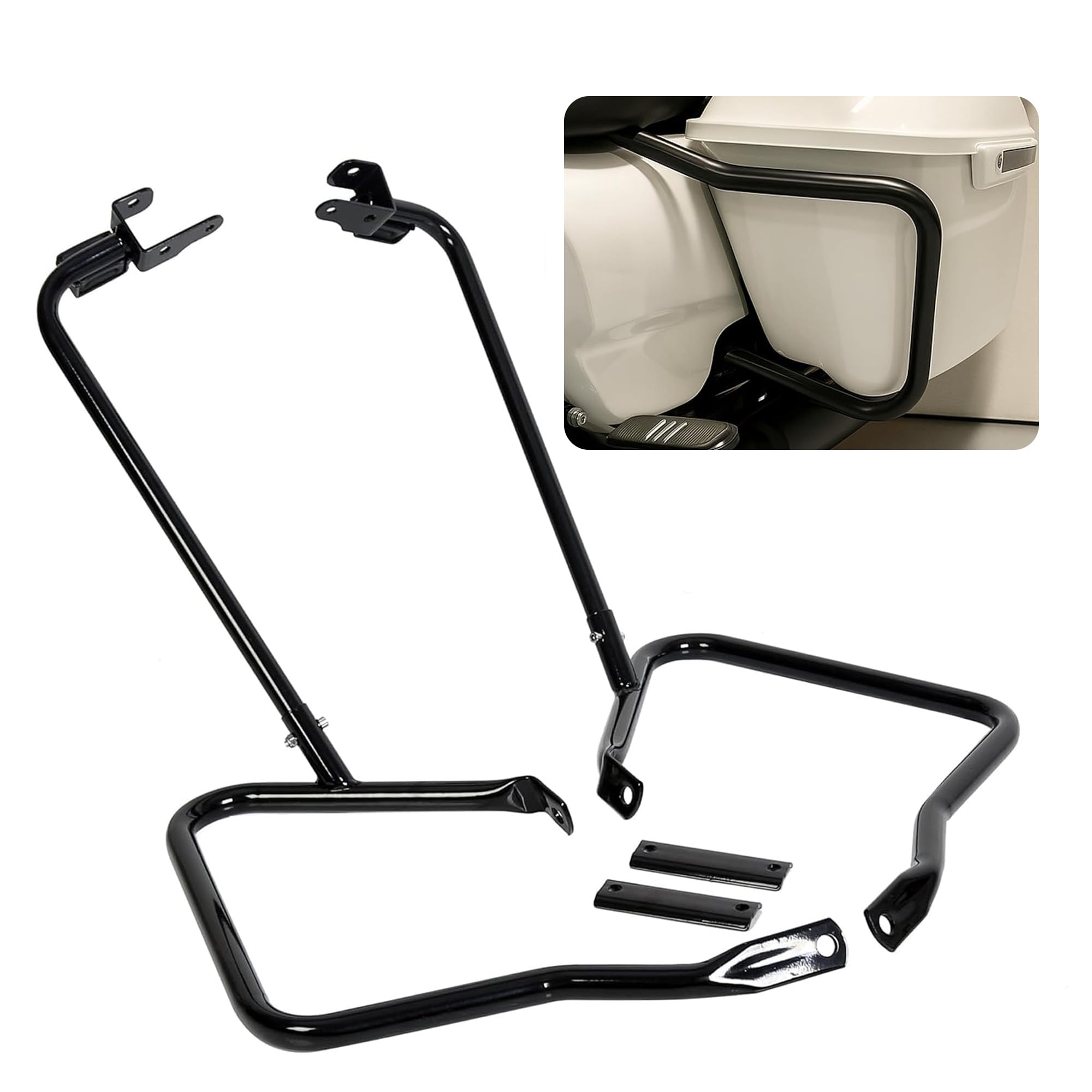 Photo 1 of ECOTRIC Saddlebag Bracket Guard Bars Compatible with 2014-2024 Harley Davidson Touring Street Road Glide FLH Saddle Bags Guard Mount Black