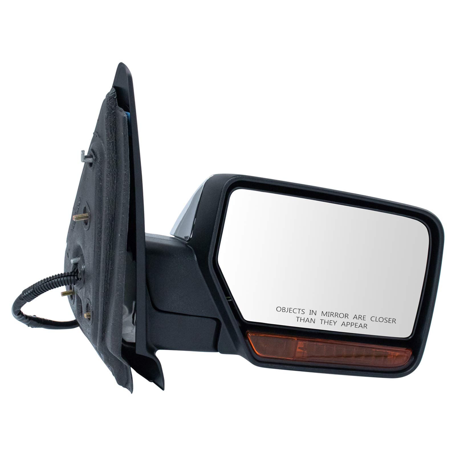 TRQ Passenger Side Power Heated Mirror Chrome Cover Memory Turn Signal Puddle Light Compatible with 2007-2008 Lincoln Navigator FO1321391 Image