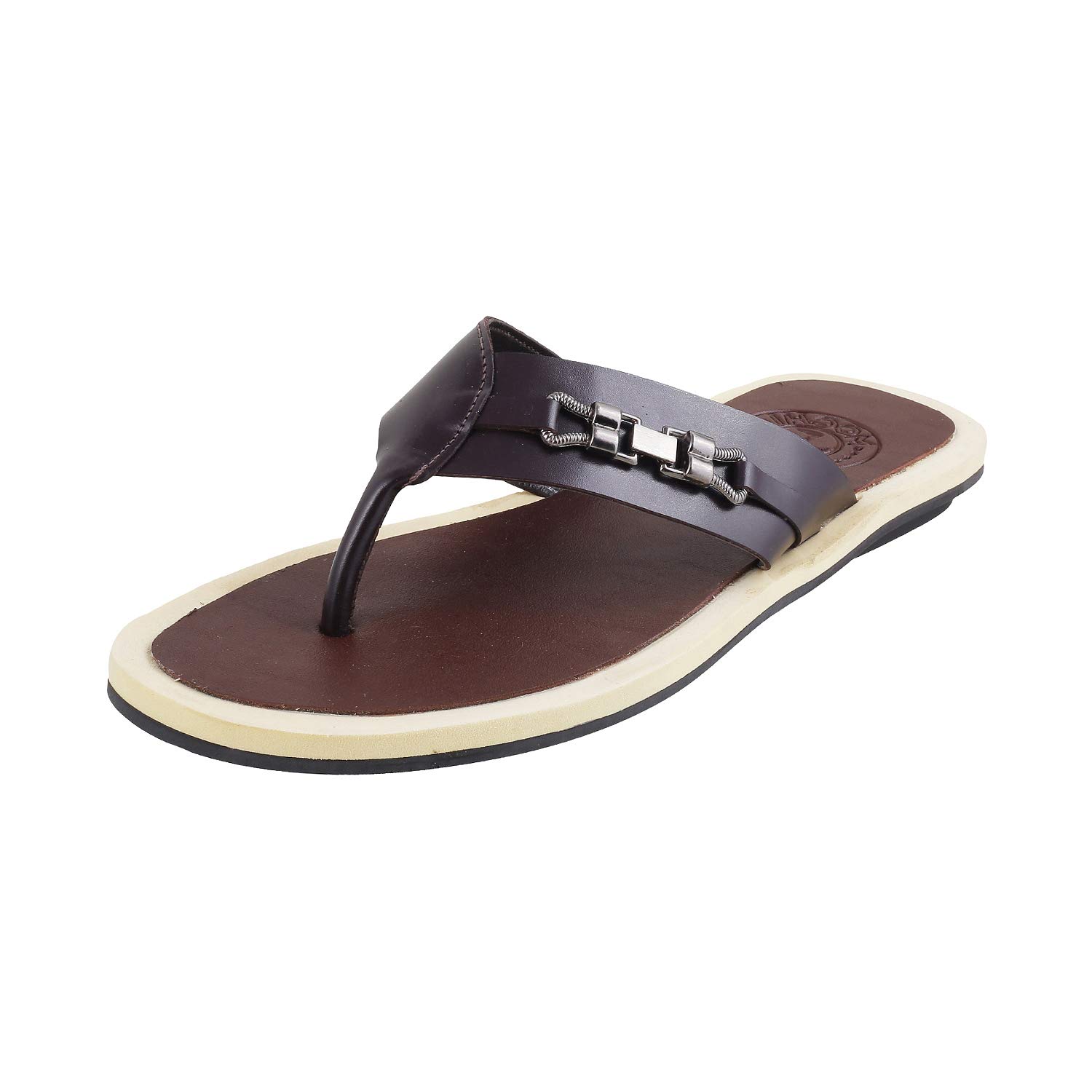 Mochi Men Brown Leather Sandals (1694471240) Size (6 UK/India (40EU