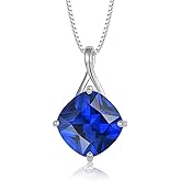 Vinoya Square Cut Birthstone Necklace for Women Hypoallerg 925 Sterling Silver Cubic Zirconia Necklace Simple Jewelry for Her