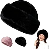 Womens Winter Plush Fluffy Furry Mink Hats, Faux Fur Bucket Hat, Warm Thickened Fisherman Cap for Women