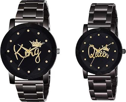 Analogue Men's & Women's Watch (Black Dial Black Colored Strap) (Pack of 2)