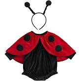 Rtnnsbbfcm Newborn Baby Boy Girl Halloween Outfit Cute Ladybug Costume | Infant Baby Boy Girl Halloween Outfit Ladybug Long Sleeve Romper with Dot Cape + Headband Set Newborn Halloween Clothes