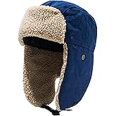 Unisex Winter Hats with Ear Flaps Cotton Trapper Hat Aviator Windproof Ski Cap Buckle Closure Ushanka Outdoor