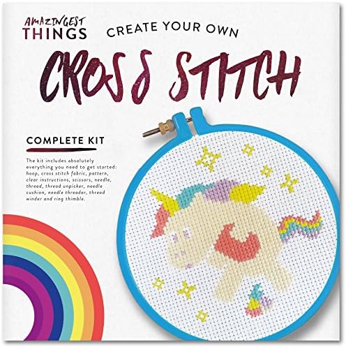 Rainbow Unicorn Cross Stitch Kit - Includes everything you need to make your own cross stitch
